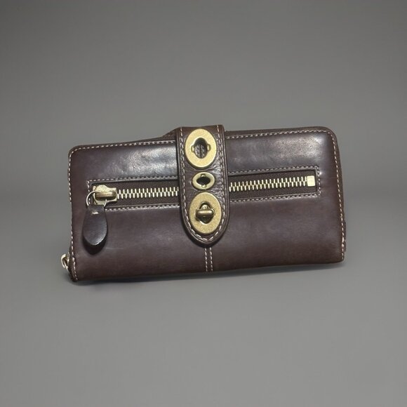 Coach Brown Leather Limited Edition Lily Legacy Turn Lock Wallet #41151 - Rare - Picture 1 of 7